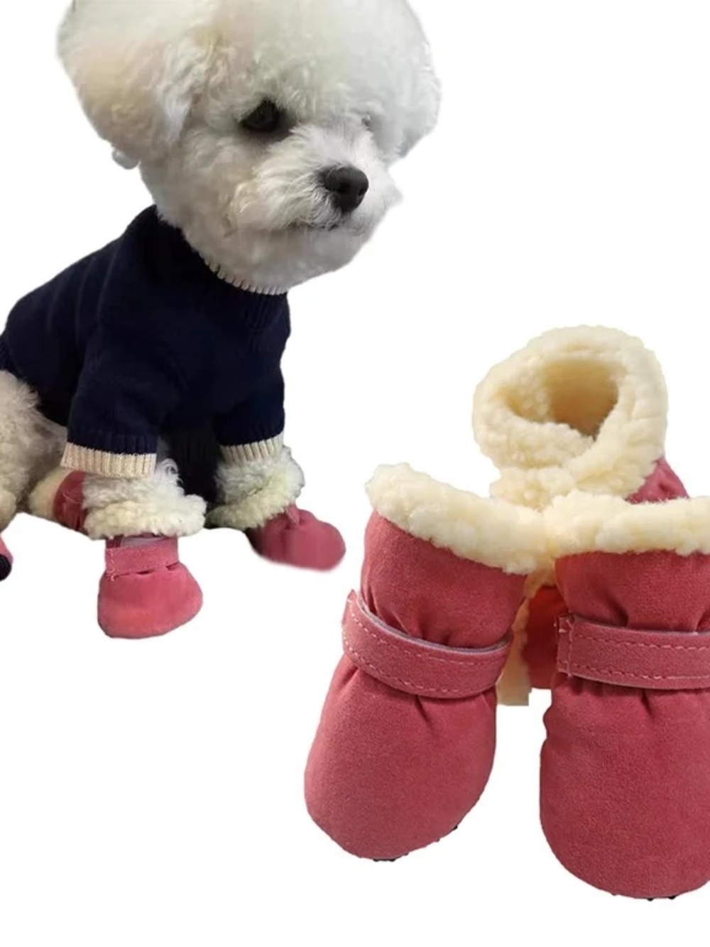 Cozy Anti-Slip Dog Ugg Boots Winter Dogs Puppy Boots & Paw Protector Light Pink